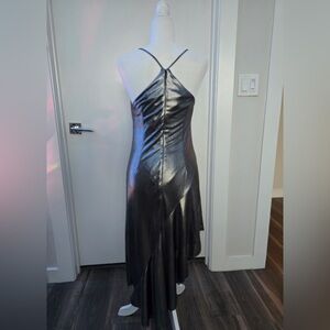 Halston Heritage Metallic Silver Dress